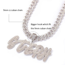 Load image into Gallery viewer, Brush Letters With 9mm Iced Out Cuban Chain Custom Name Necklace
