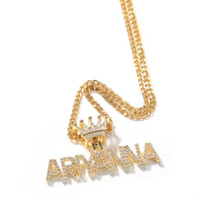 Load image into Gallery viewer, Name Necklace Mini Letter With Crown Custom Personalized Necklace Cubic Zirconia
