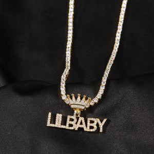 Name Necklace Mini Letter With Crown Custom Personalized Necklace Cubic Zirconia